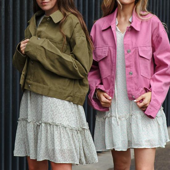 

Женские джинсовые куртки Однотонная куртка с отложным воротником