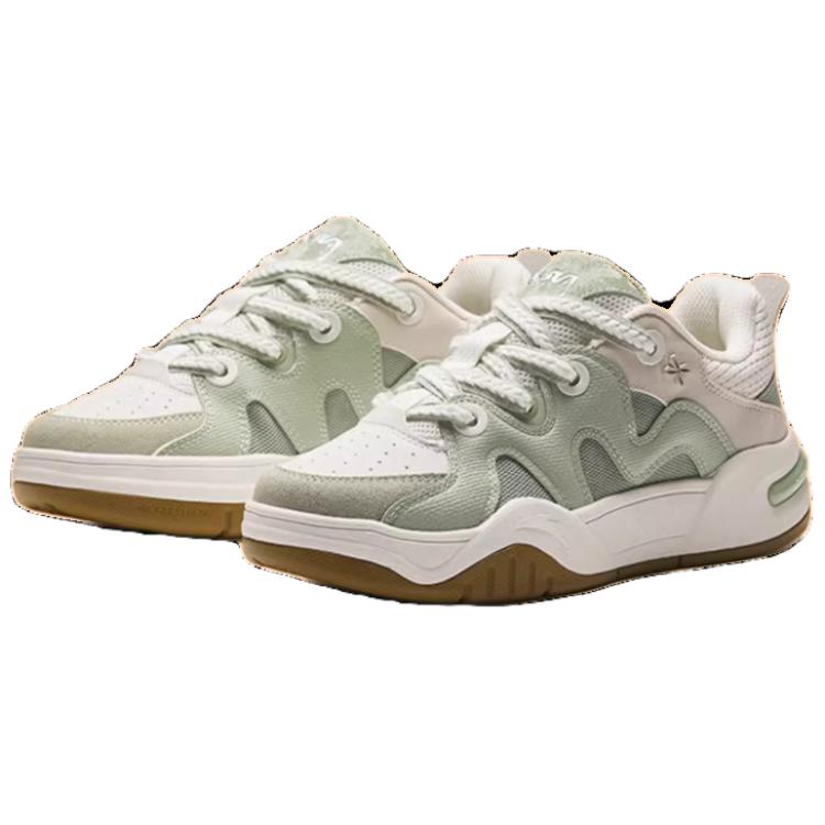 Anta Comfortable Non-Slip Wear-Resistant Lightweight Low-Top Skate Shoes Women sneaker White Green 122428061-4