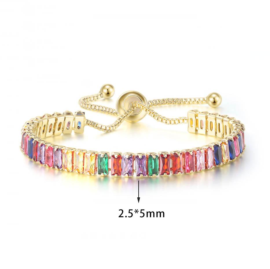 Adjustable Multicolor Tennis Bracelets for Women Ladies Wedding Rainbow Colorful Zircon Charm Bracelet Hand Chain Zircon DZH043