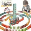 200 Pcs Automatic Dominoes Train Set,fun And Colorful Train With Lighting Sound Effects,creative Dominos Game Toy For Kids Boys And Girls Age 3-8 [gre