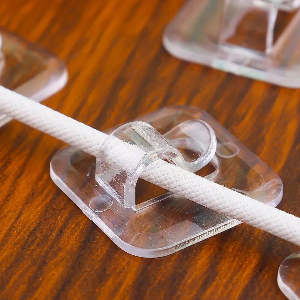 Self Adhesive Cable Fixing Hook, Wall Hooks for Hanging String Light,  Home Office Clear Cable Hooks Organizer, Sticky Hooks