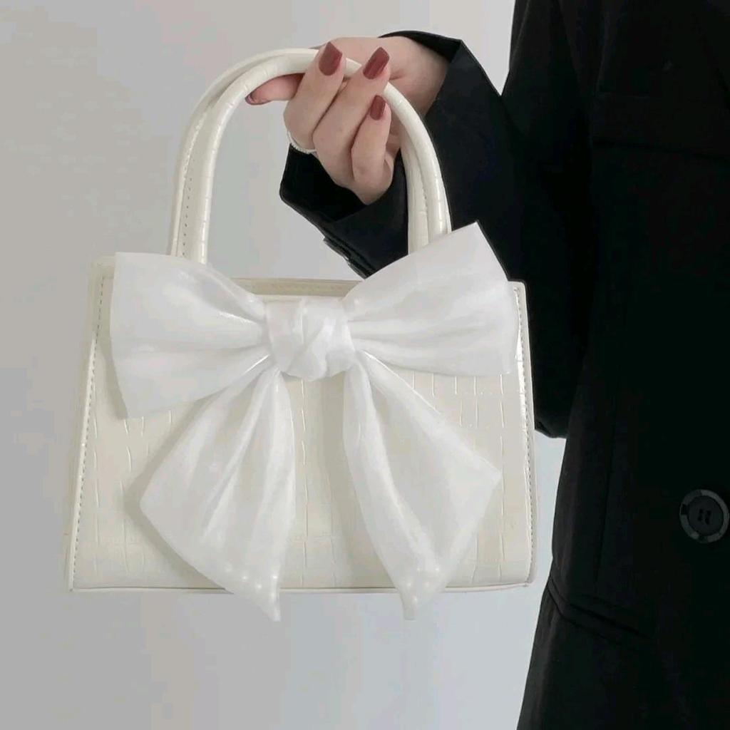 2025 Niche Women's Fairy Bow Handheld Small Square Bag - Sweet Girl Shoulder Crossbody