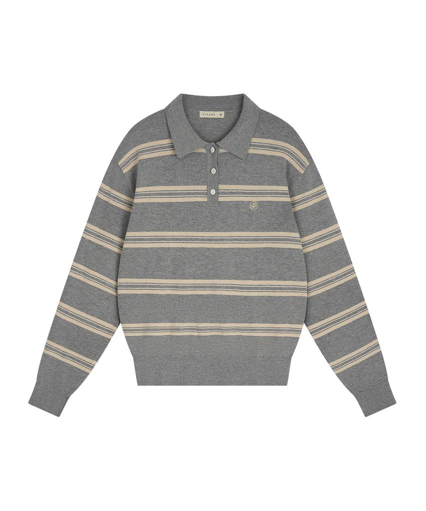 SIYAZU Sikn2136 Classic Striped Collar Knit_Melange Gray