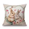 Happy Easter Decoration Art Cute Bunny Rabbit Eggs Spring Cotton Linen Sofa Throw Pillow Case Decorative Cushion Cover
