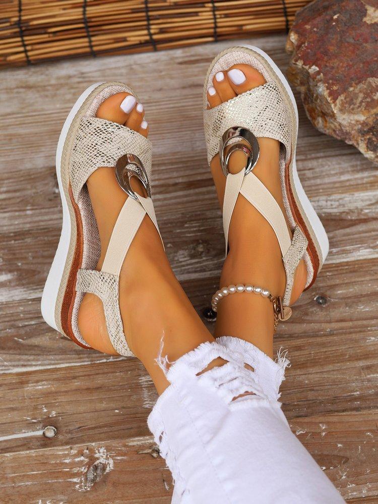 

Женские босоножки на танкетке Летние босоножки на платформе со змеиным принтом Гладиаторские туфли Женские удобные повседневные босоножки на среднем каблуке 43