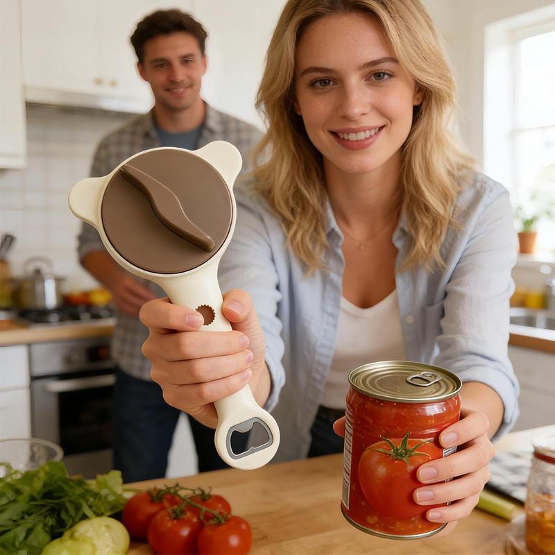 3-in-1 Metal Kitchen Tool Gripper Lid Opener Can Multifunctional Adjustable Opener Bottle Opener - Easy to Use Home Essential