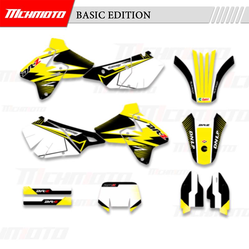 MCHMFG Full Graphics Decals Stickers Kits Background Number Name For SUZUKI DRZ400 SM S E DRZ 400 SM S E 2000-