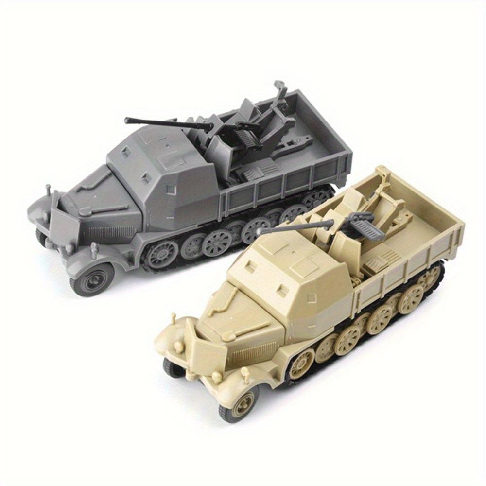 1:Miniatur-Halbkettenfahrzeug im Maßstab 1:72, Modellspielzeug, FLAK37 aus dem Zweiten Weltkrieg, 4D-Montagefahrzeug, DIY-Kit