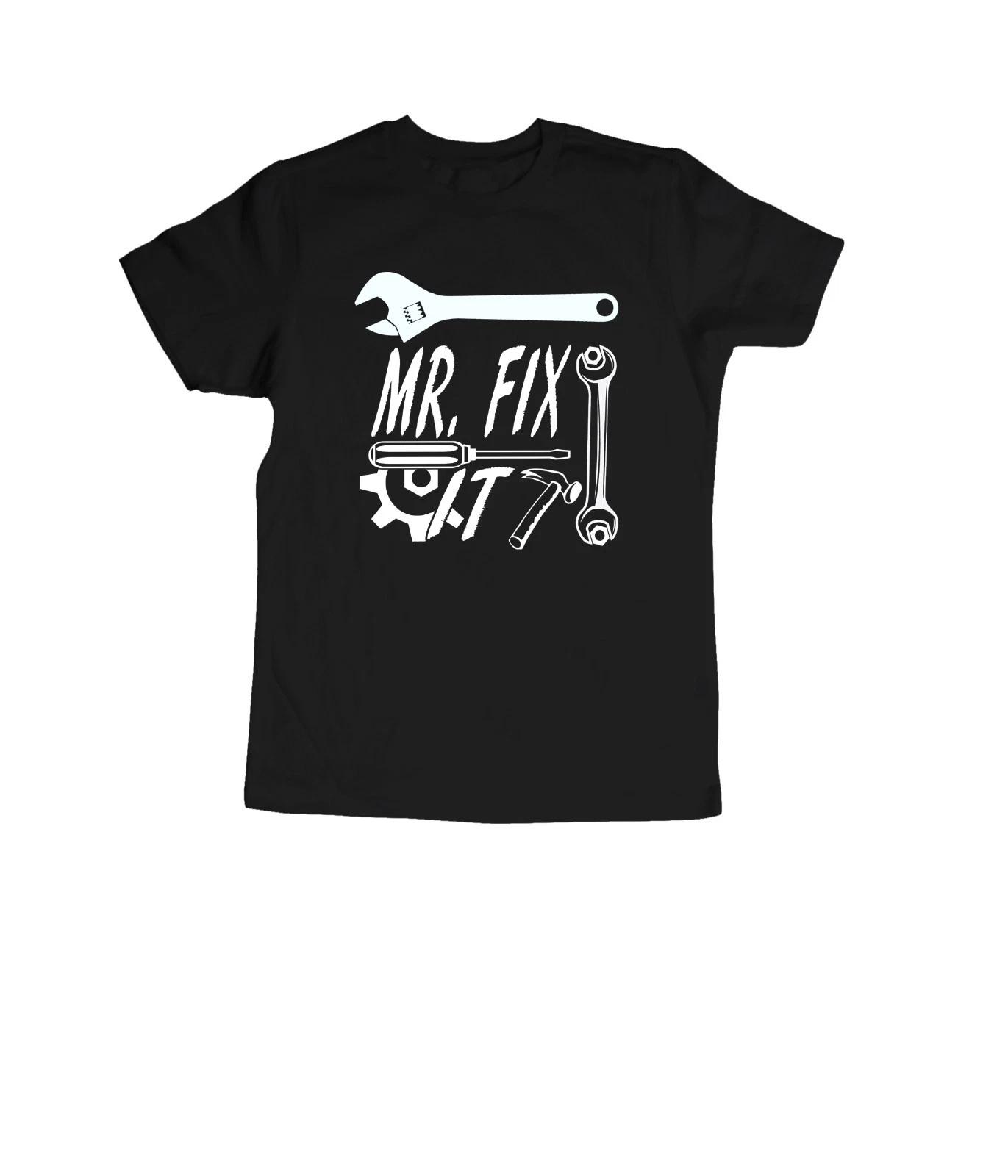 Mr. Fix It Handyman Kids Boys Youth Tools T-Shirt Fix It Shirt Funny Graphic Tee L