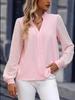 2023 European Spring-Summer Women's Patchwork Chiffon Long-Sleeve Solid Color Shirt