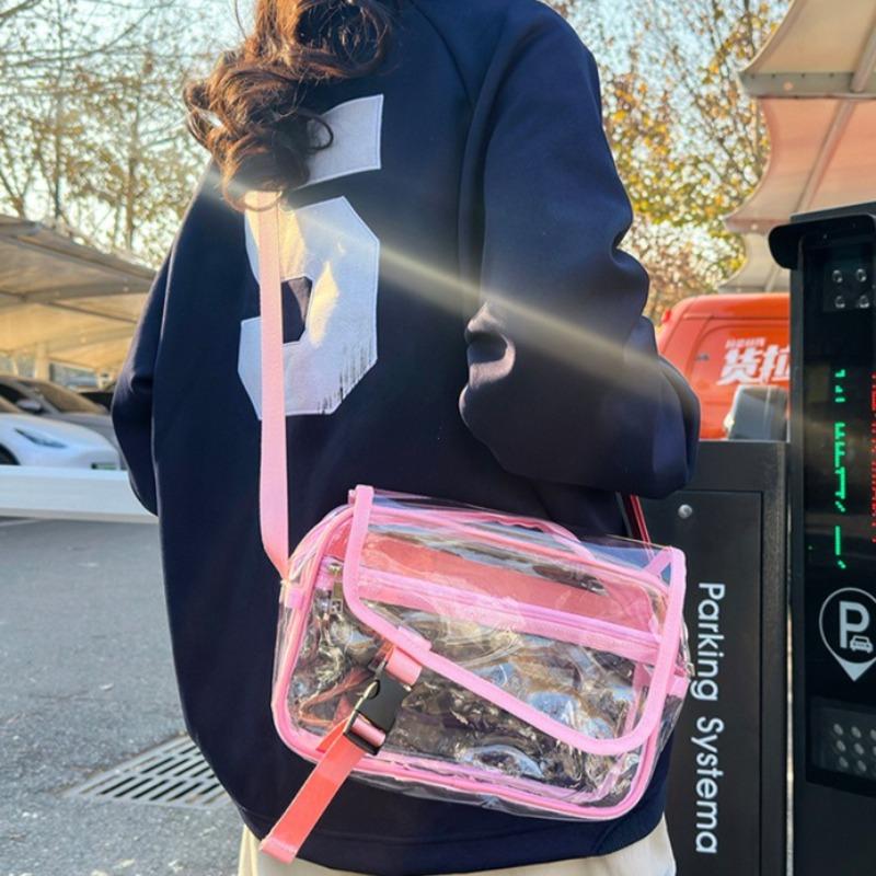 Transparent Crossbody Bag PVC Large Capacity Shoulder Bag Versatile Handbag Outdoor Trendy Waterproof