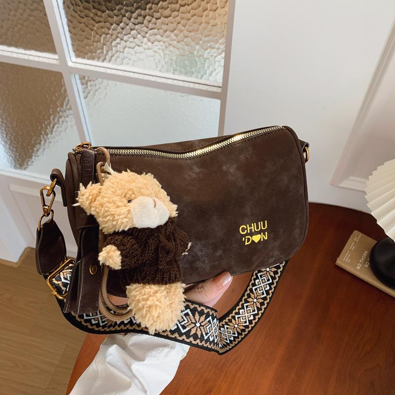 Premium bag women's new autumn and winter retro fashion shoulder bag exquisite wide shoulder strap messenger bag