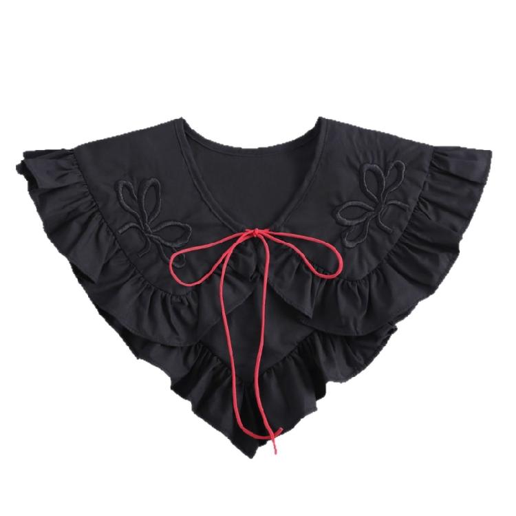 

Ruffle Trim Decorative Collar with Embroidery Bowknot Pattern False Collar for Women Stage Perfomrances and Festival 1
