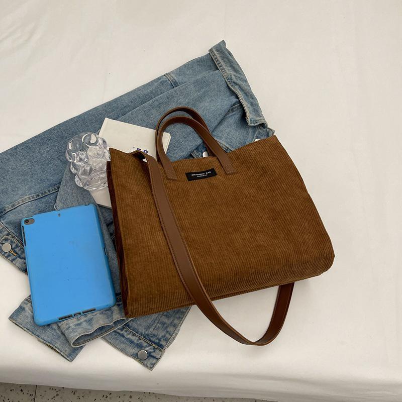 Casual Tote Soft Corduroy Satchel Shoulder Bags For Women Ladies Large Capactiy Office Handbags Shopping Crossbody Bag ARI