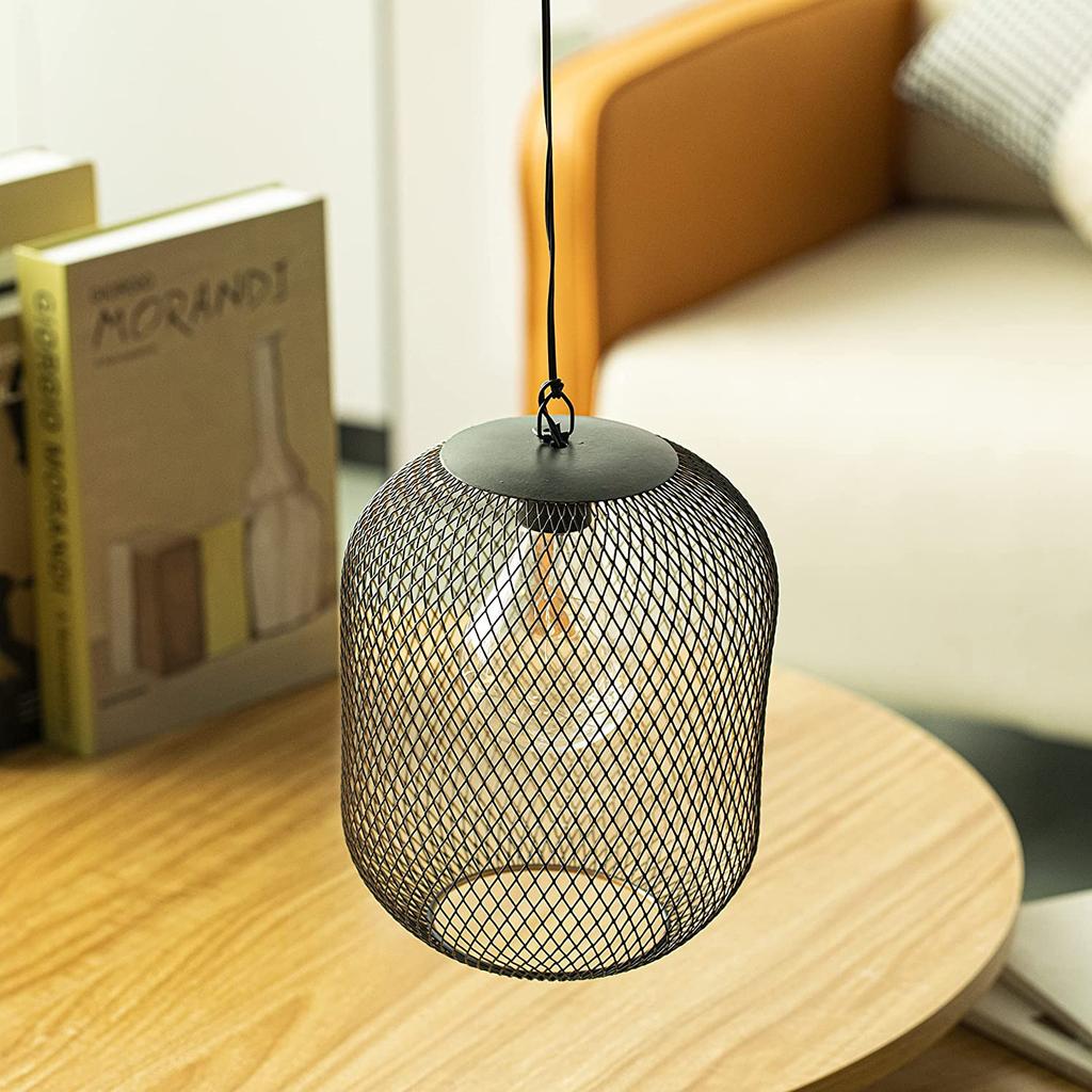 Battery Operated Hanging Lamp Cordless Decorative Pendant Light   Metal Mesh Lanterns for Home Garden Patio Indoors Outdoors