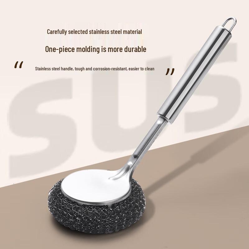 Long Handle Stainless Steel Pot Scrubber (3-Pack)