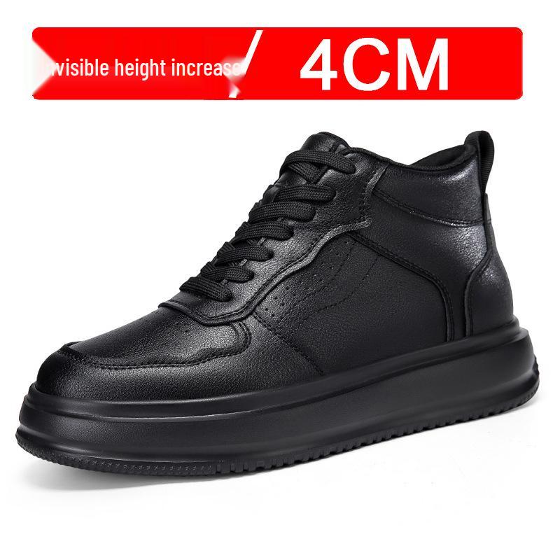New British Style Mid-High Top Canvas Shoes: Lightweight, Breathable, Thick Sole, Hidden Heel, 10CM Casual Sports Shoes for Men