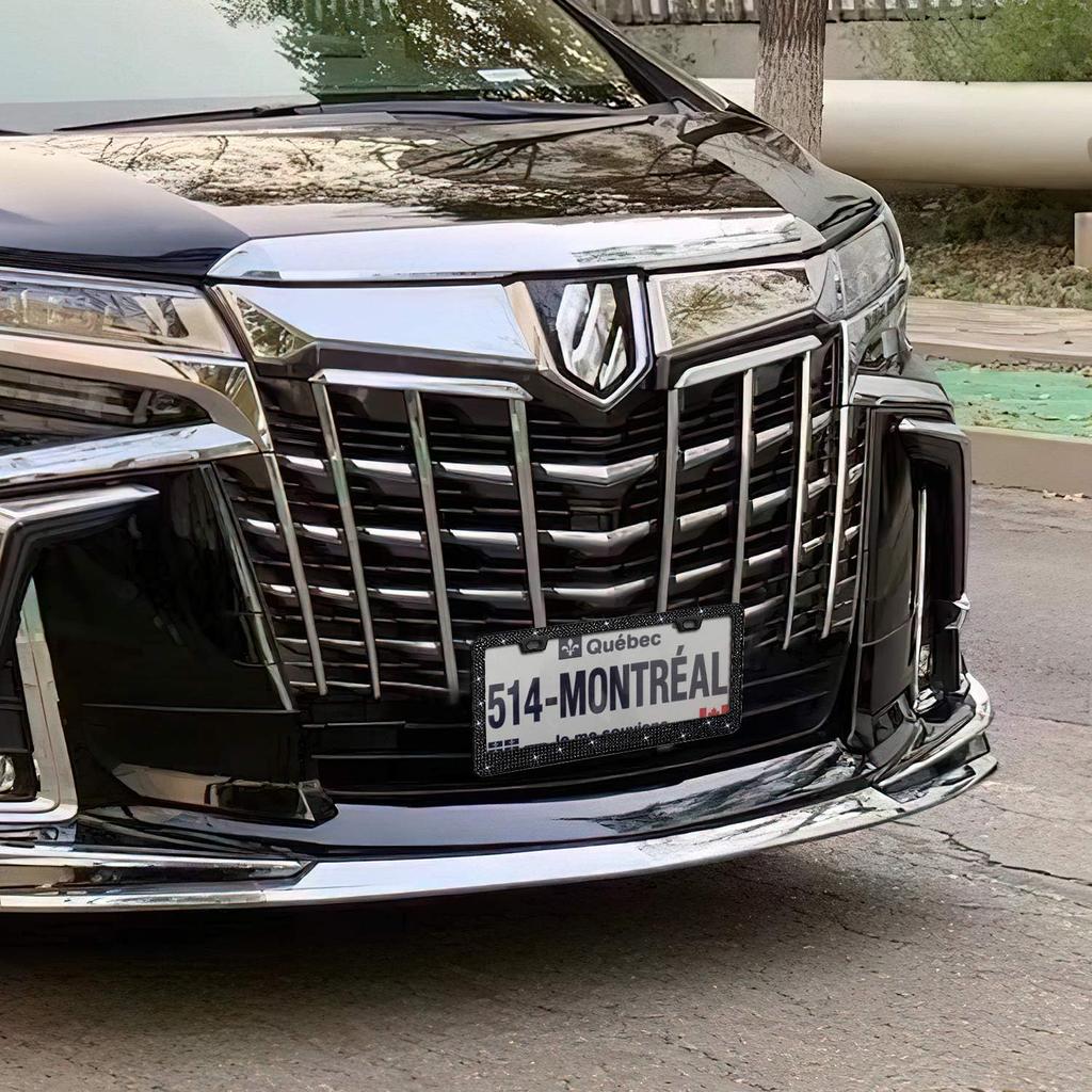 Bling License Plate Frame for Women, 1PCS Sparkly License Plate Frames| Over 1200 Pcs 14 Facets Bedazzled Clear Glass Diamond Rhinestone Crystals