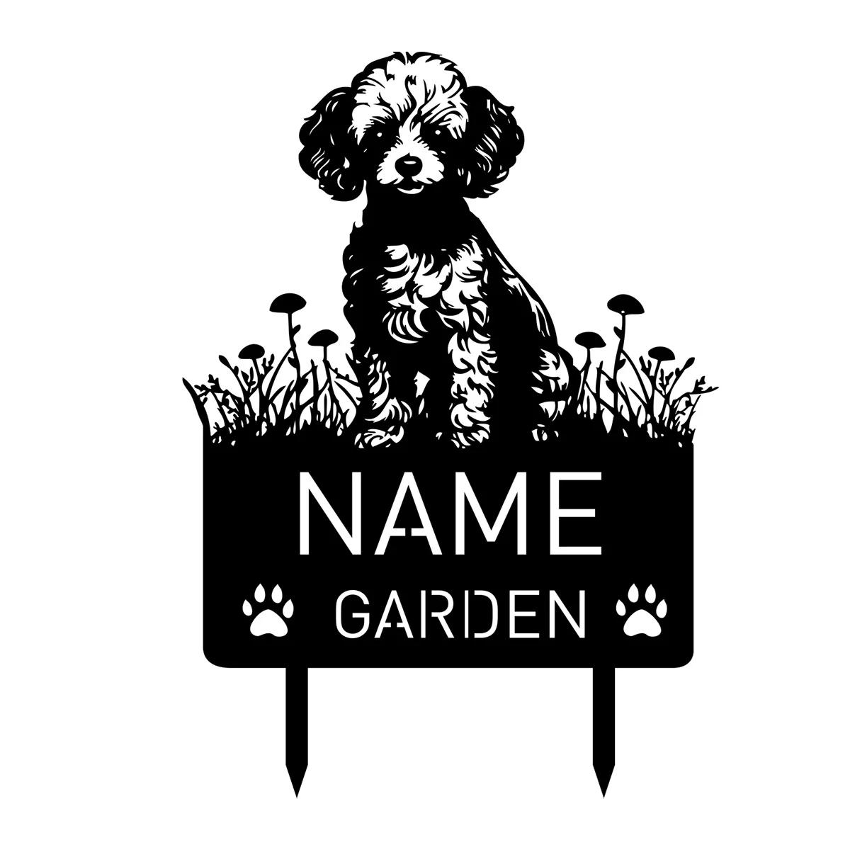 

Metal Poodle Garden Stake Memorial Gift Personalized Dog Grave Marker Outdoor Decor