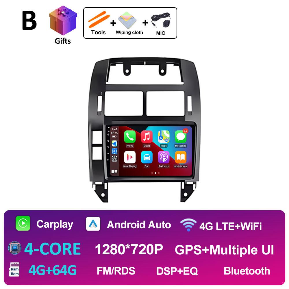 Android 14 Wireless Carplay For Volkswagen VW Polo MK4 6Q 9N 9N3 2004 2005 - 2009 GPS Navigation DSP Stereo Autoradio Head Unit