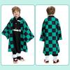 Custom Cosplay Demon Slayer Tanjiro Kamado Costume, Black Green, 10-12 Years, 140cm