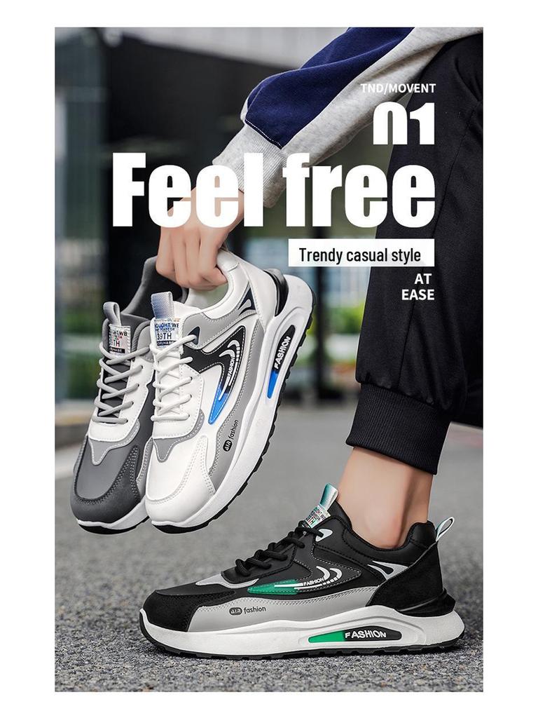 Men's Waterproof Leather Sneakers - Trendy, Versatile, Non-Slip, Soft Sole Casual Running Shoes for Fall