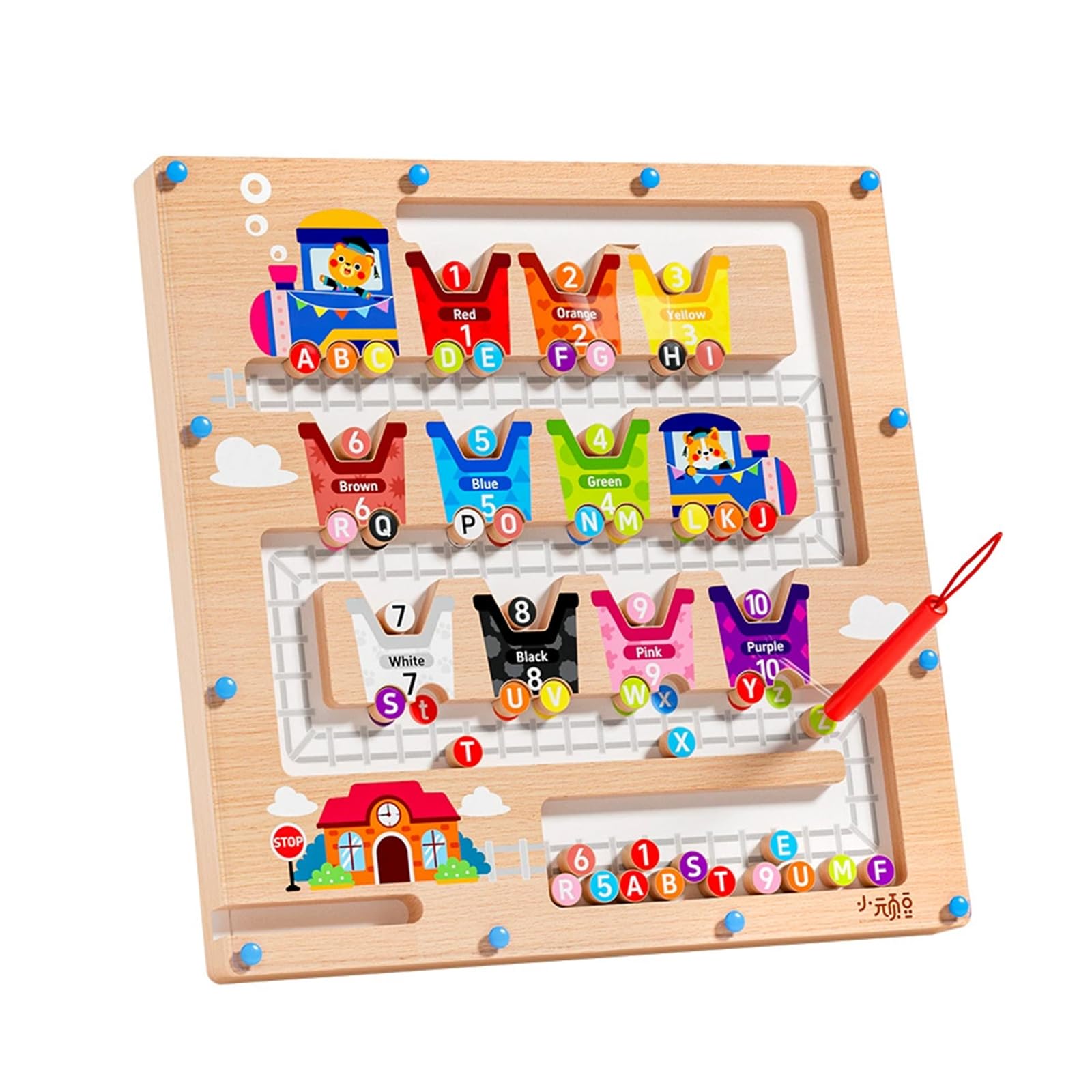 

Julanpo Wooden Magnetic Maze 5-in-1 Multifunctional Educational Toy Montessori Style: Numbers, Alphabet, Color Recognition, Ages 3-7 (Boys & Girls),