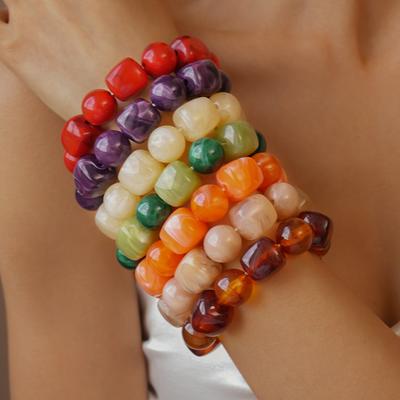 Acryl Perlen unregelmäßig quadratisch rund Armband personalisiert Dopamin einfacher Schmuck