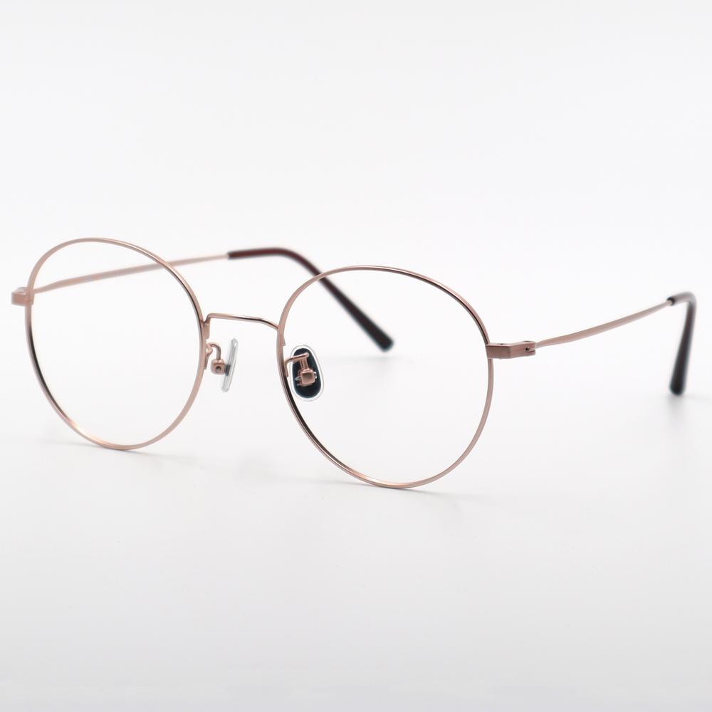 Alloaiweeo [Alo Basic] Al8204 1414G Semi-Oversized Round Rose Gold Metal Glasses