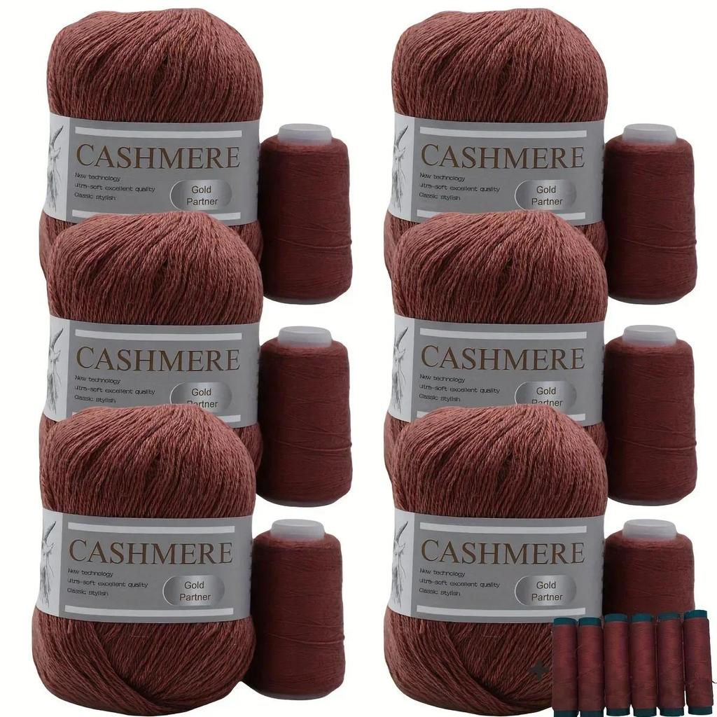 6 Pcs Cashmere Blend Yarn Worsted Weight Bundle for Coats Machine Washable Ultra Soft Knitting Crochet Yarn DIY Crafts
