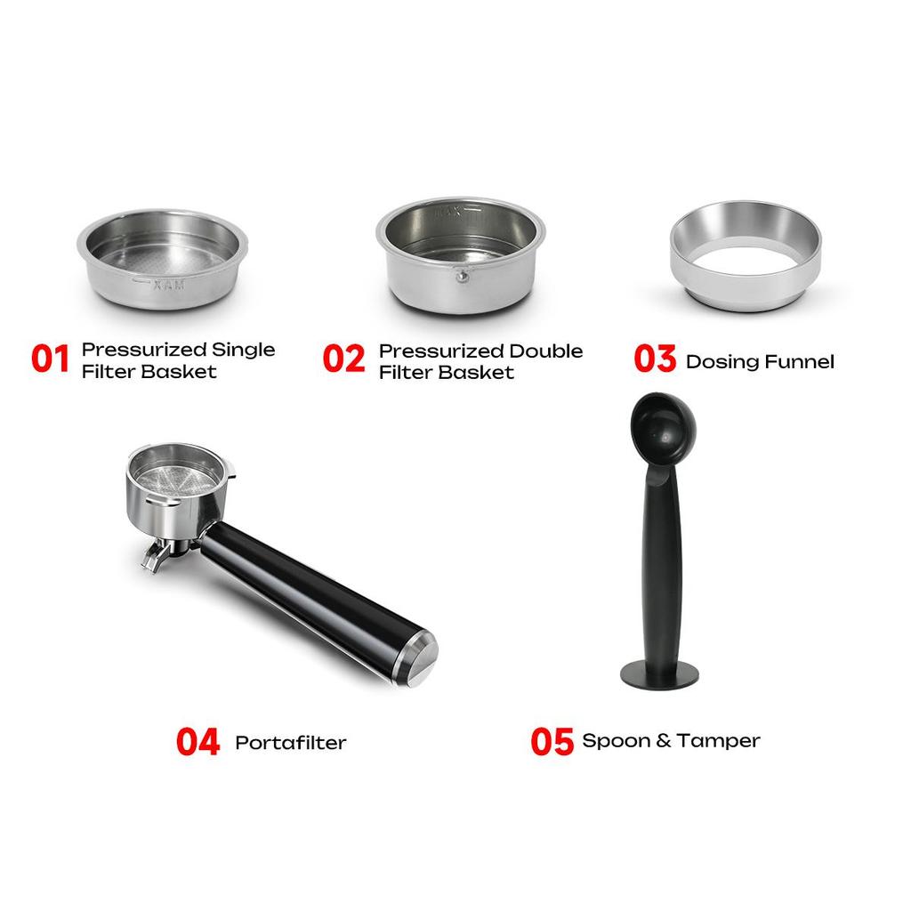 HIBREW H20 Espresso Coffee Machine 1350W 20Bar with Built-in Grinder Milk Frother, 20-Level Grind Adjustment,1.8L Water Tank