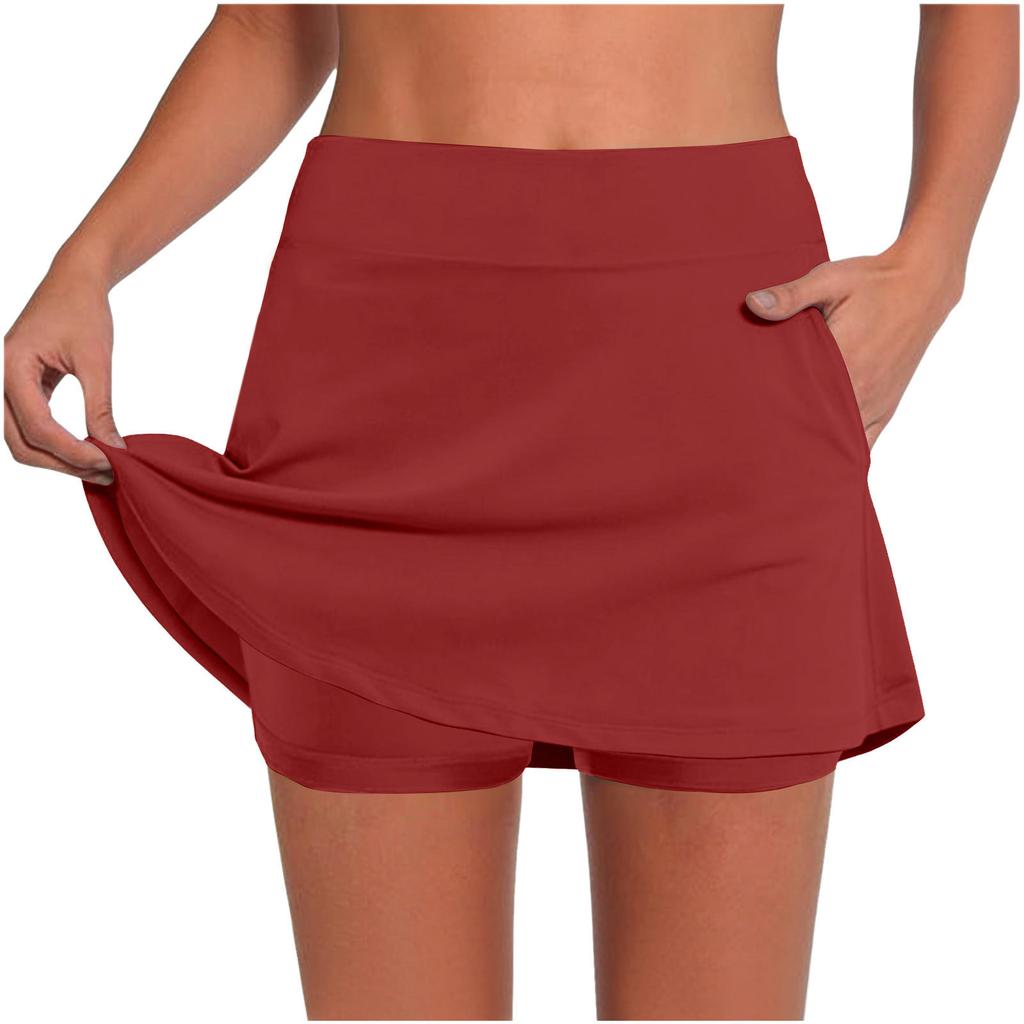 Women's -Color Mid- Pocket Skirt-Pants: Casual Activewear Base Layer