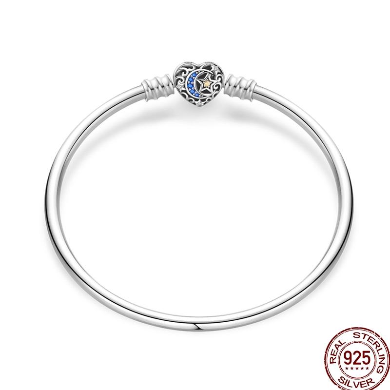 925 Sterling Silver 17-20CM Original Bracelets Heart Moon Sun Clasp Bead Charm Bracelet Fit DIY Charms Beads for Women Jewelrys
