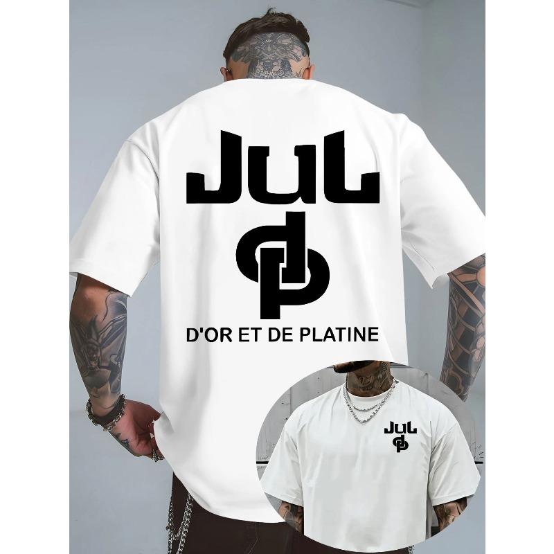 

European Size JUL D OR ET DE PLATINE: Decoding Symbols And Text,Exploring The Genes of Light Luxury Style Print T-Shirts,Comfortable Round-Neck Fabric S белый