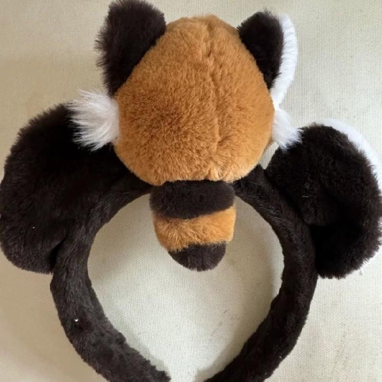 Cartoon 3D Raccoon Plush Headband Cosplay Costume Hairhoop Birthday Party Hairband Women Face Washing Makeup Headpiece