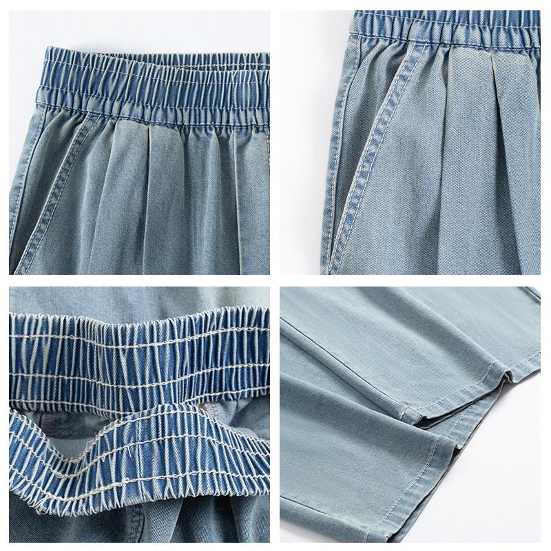 Jeans Larghi da Donna Estivi Moda Coreana Vita Alta Alta Qualità Denim Blu Pantaloni Lunghi Pantaloni Femminili Streetwear