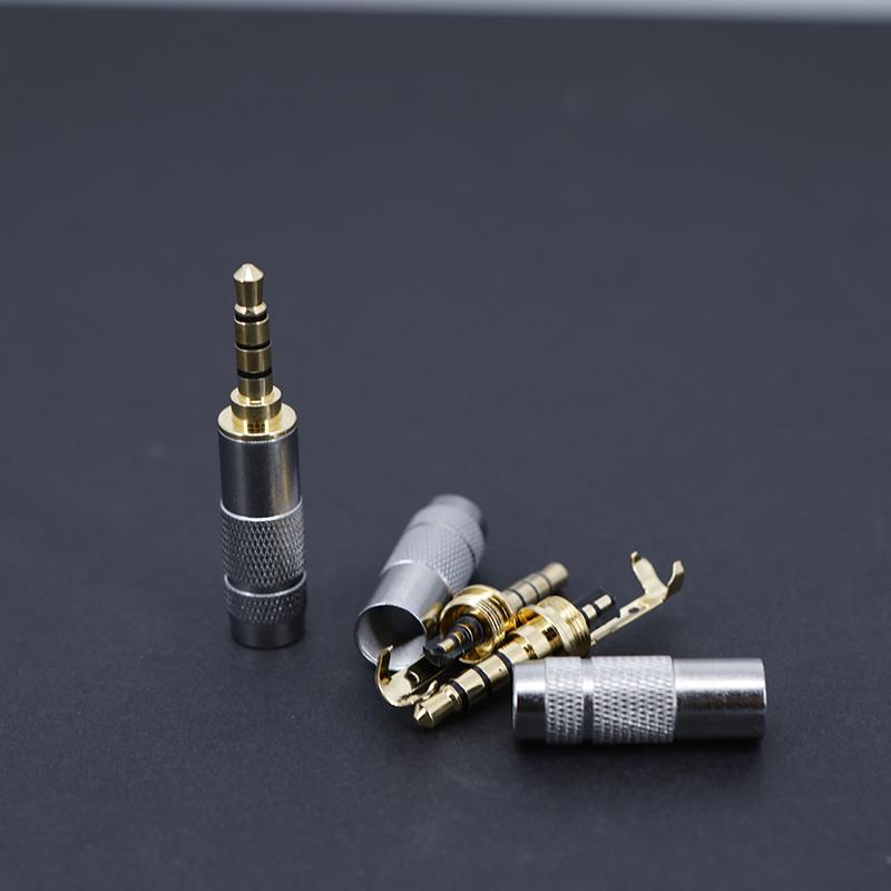 Gold Plated Stereo 3.5mm 4 Pole Repair Headphone Jack Plug Cable Audio Headphones Audio Jack Plug Connector Soldering