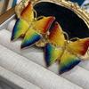 Douyin Colorful Oil Painting Butterfly Stud Earrings Medieval Vintage Copper Plated Real Gold Advanced Sense Earrings Batch