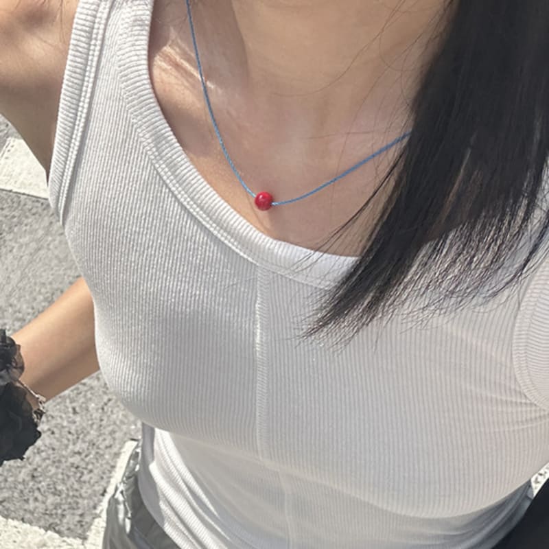 OURPIERRE RED BALL ROPE NECKLACE