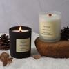 Handmade Wood Core Scented Candle, Soy Wax Frosted Black and White Cup, Fragrance Souvenir