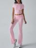 Diyun Women's Casual Solid Color Slim Short-Sleeved Long Pants Suit for Spring/Summer 2025