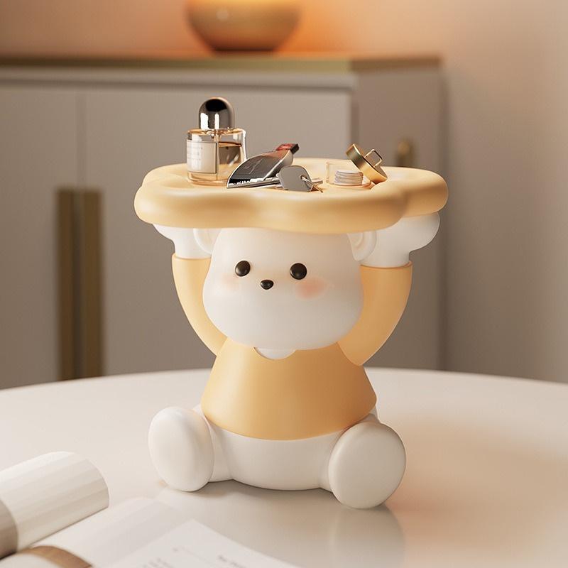 1pc Cute Bear Figurine with Tray,Resin Decorative Storage for Keys,Coins,Small Items, Abstract Design, , Perfect for Living Room, Bedroom, Office