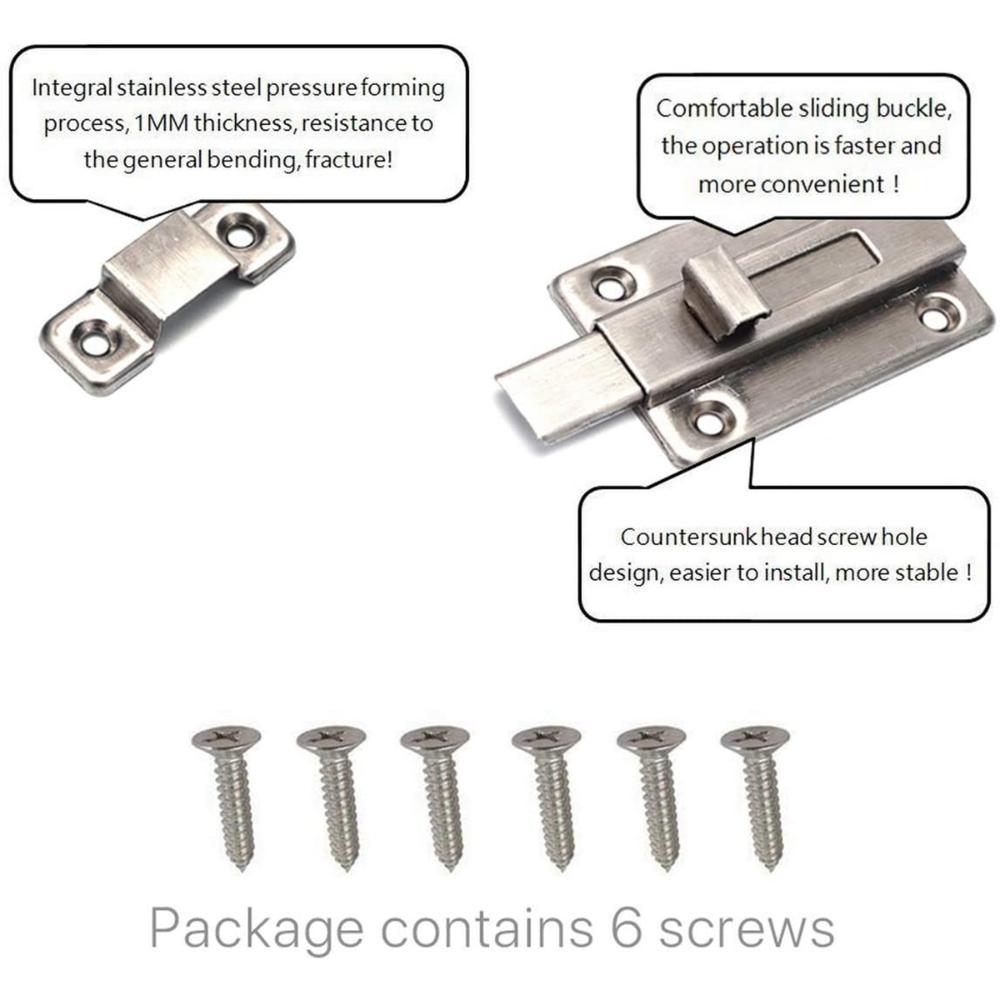 Toilet Bathroom Stainless Steel Padlock Clasp Set Shed Lock Door Bolt Cabinet Catches
