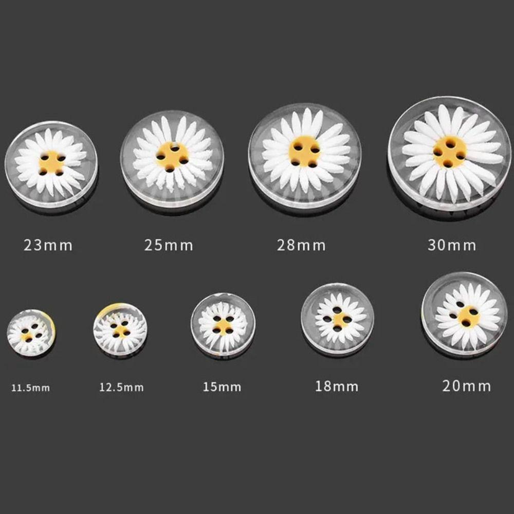 50PCS 2 Holes Daisy Buttons Round Sewing Button Sweater Clothing Button  Clothing Sewing