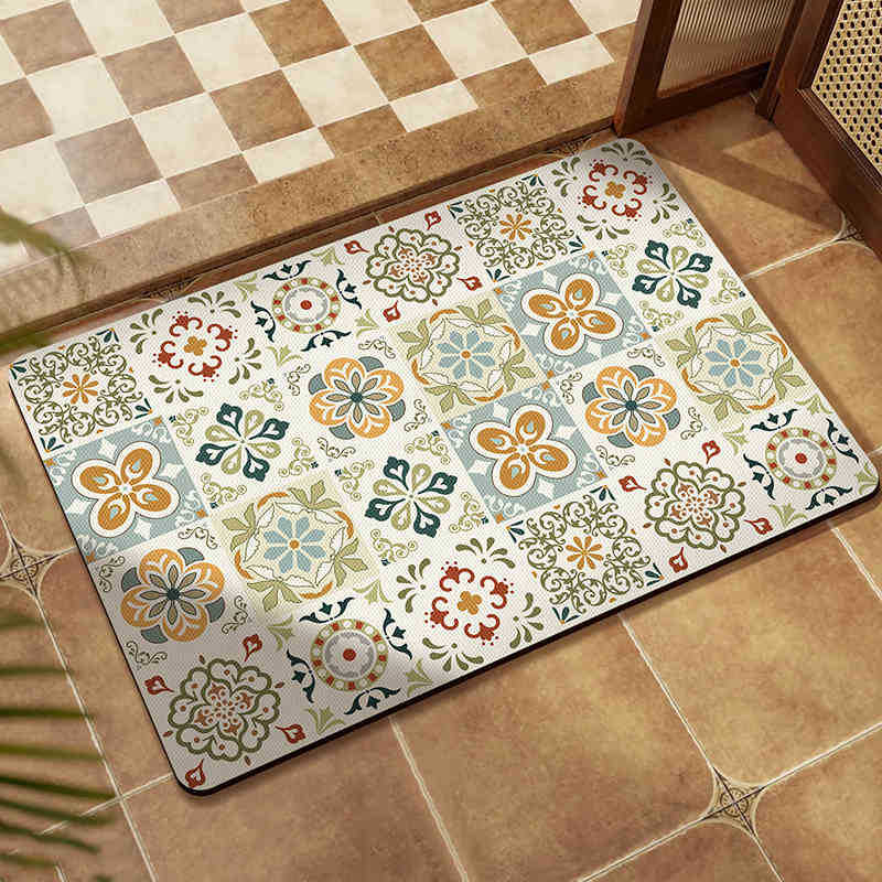 European Classical Diatom Mud Floor Mat Household Non-Slip And Dirt-Resistant Foot Mat Bathroom Door Water Absorption Easy To Take Care Of Floor Mat