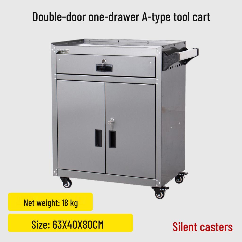Silent Wheel Multi-Functional Tool Cart & Heavy-Duty Storage Cabinet for Workshops