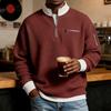 Men Waffle Sweatshirt Quarter Zip Stand Collar Casual Pullover Color Block Long Sleeve Top for Office Street Gym Wear