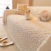 Winter Thicken Fleece Warm Cat Scratch Resistant Mid-Century Style Full Coverage Sofa Throw Cover Cushion Home Decor Mats
