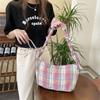 Bow Lattice Tote Bag Large Capacity Women Chic Underarm Bag Portable Pleated Dumpling Bag  Student