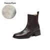 Fashion NEW Autumn Women Boots Genuine Leather Shoes for Women Round Toe Chunky Heel Shoes Slip-on Chelsea Boots Handmade Daily Shoes